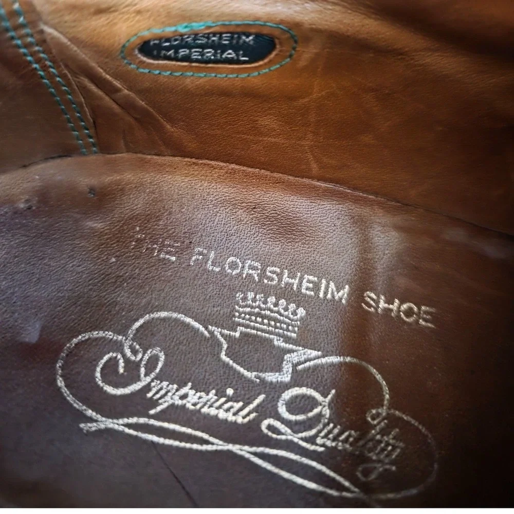 Vtg Florsheim Imperial Quality Brown Leather Wingtip Brogue Oxford Shoes Sz‎ 9B